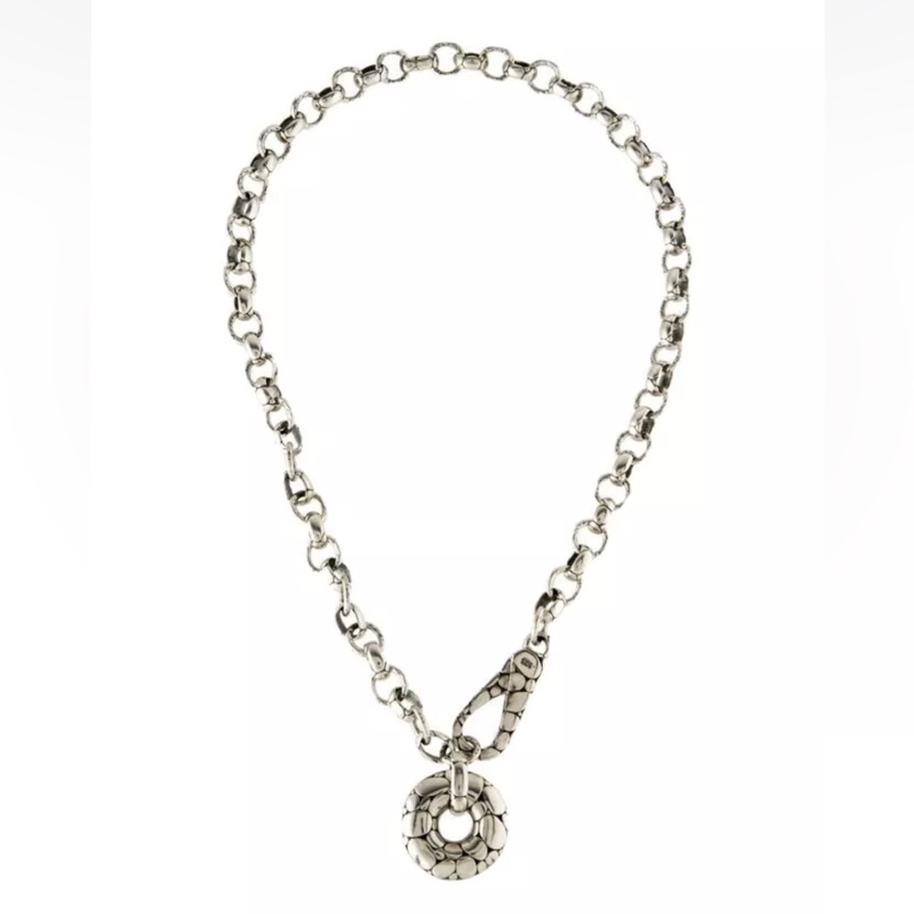 John Hardy Limited SS Kali Pebble Stone Donut Charm necklace - EUC!